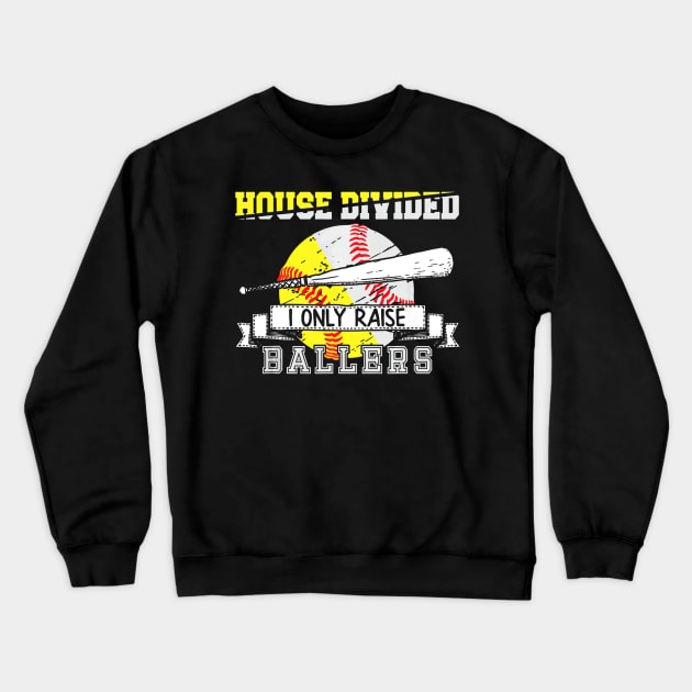 Baseball Softball Divided House Ball Mom Crewneck Sweatshirt by Vigo